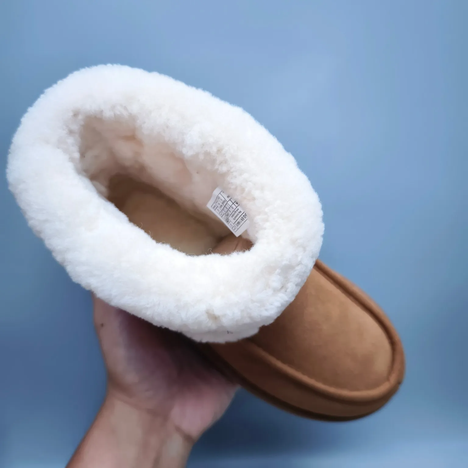 💰600 UGG sheepskin all-in-one snow boots 5410 Curly large LOGO mid-cut trendy boots Color: Maroon Black Size: 35-40